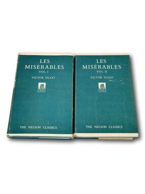 Les Miserables Nelson Classics Set Victor Hugo Vol  I & II Blue HC DJ‎ 1956 Book